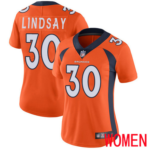 Women Denver Broncos #30 Phillip Lindsay Orange Team Color Vapor Untouchable Limited Player Football NFL Jersey